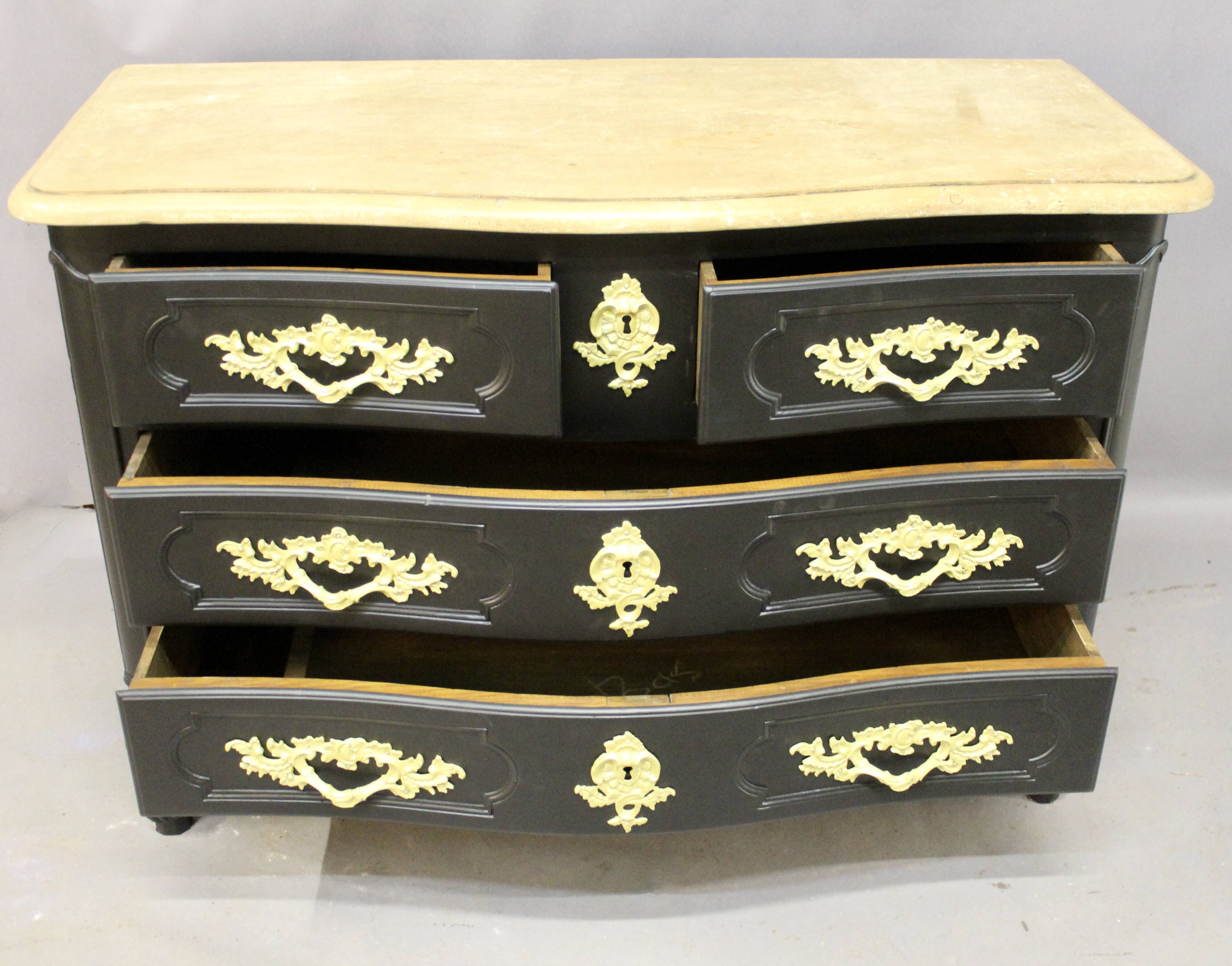 Curved Chest of Drawers in Black Lacquered Finish