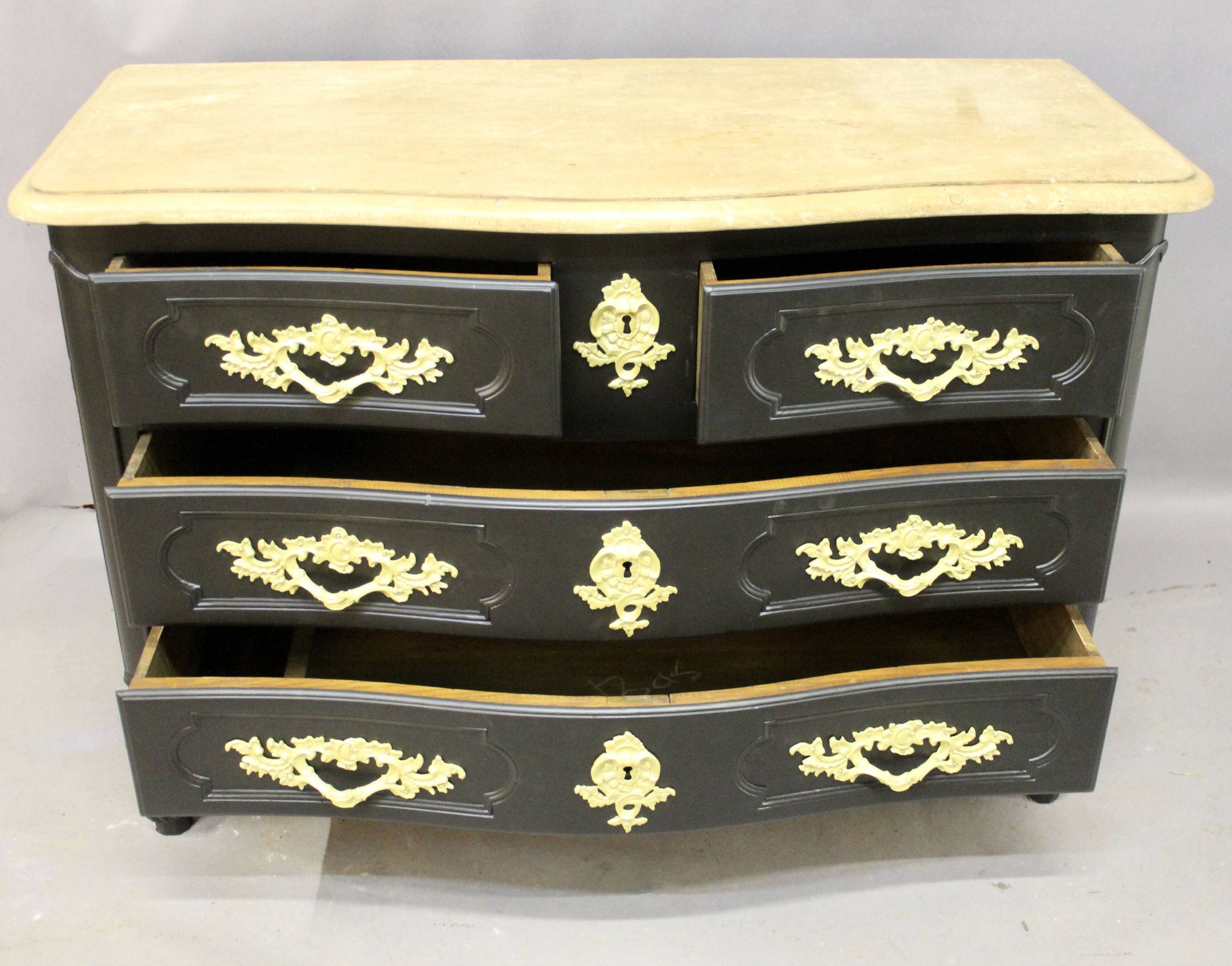 Curved Chest of Drawers in Black Lacquered Finish