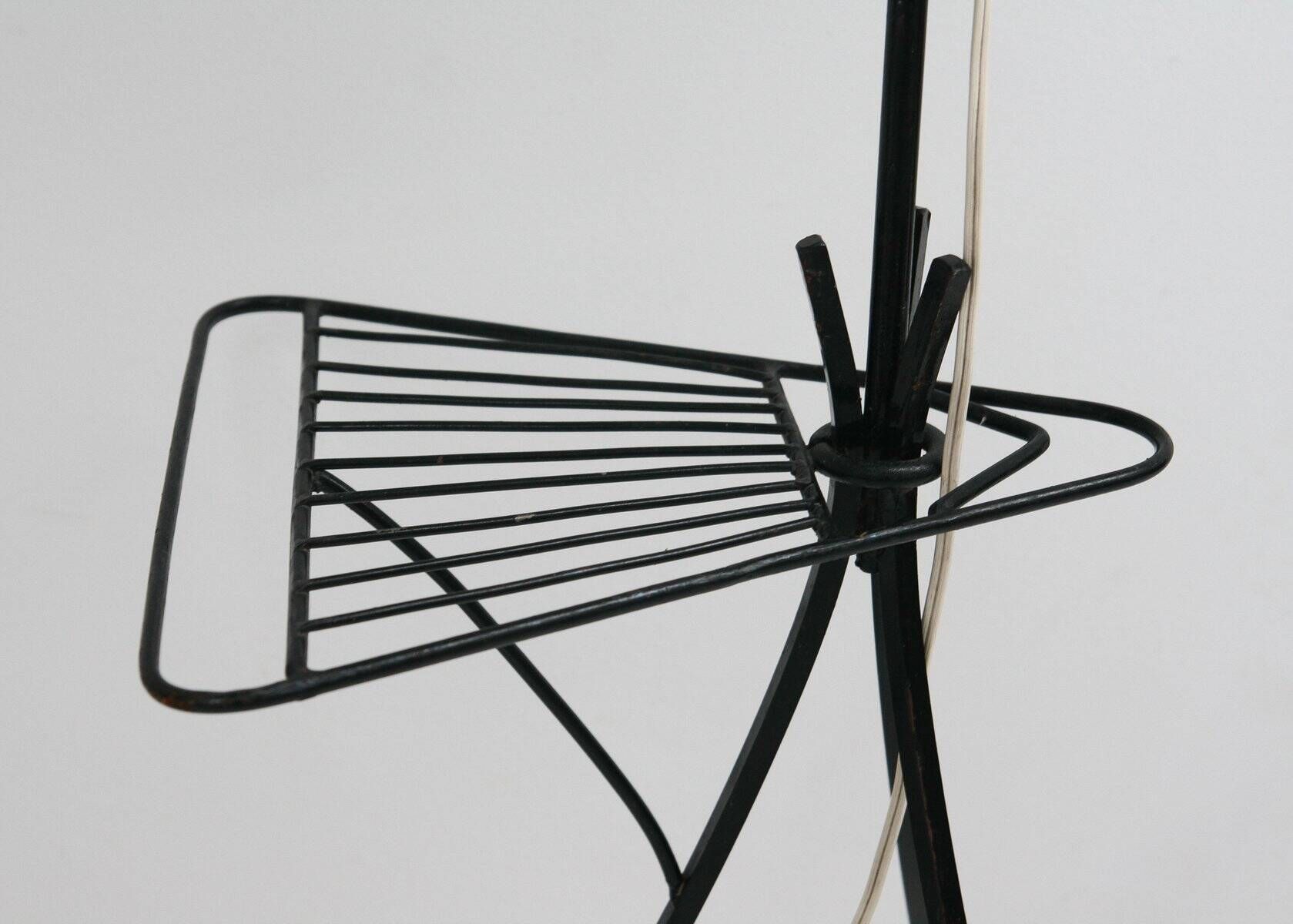 Lampadaire plissé des années 50 avec support.