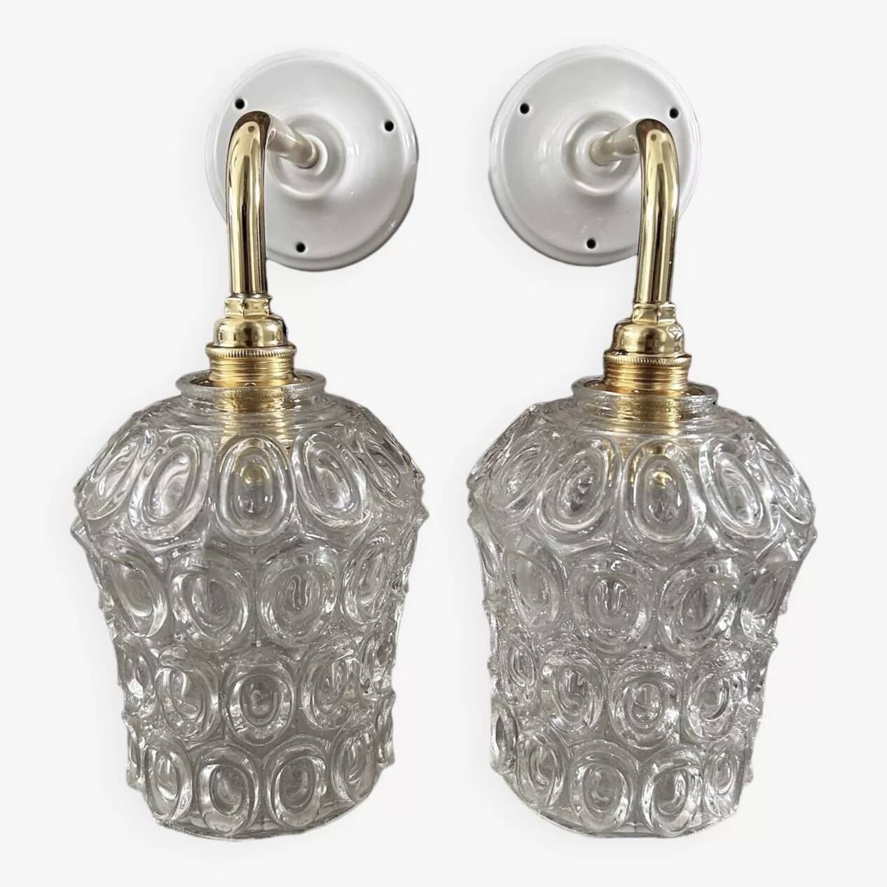 Pair of vintage chiseled glass sconces