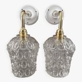 Pair of vintage chiseled glass sconces