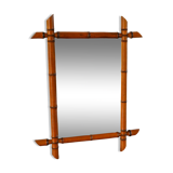 Bamboo effect wooden barber mirror 55 x 41 cm