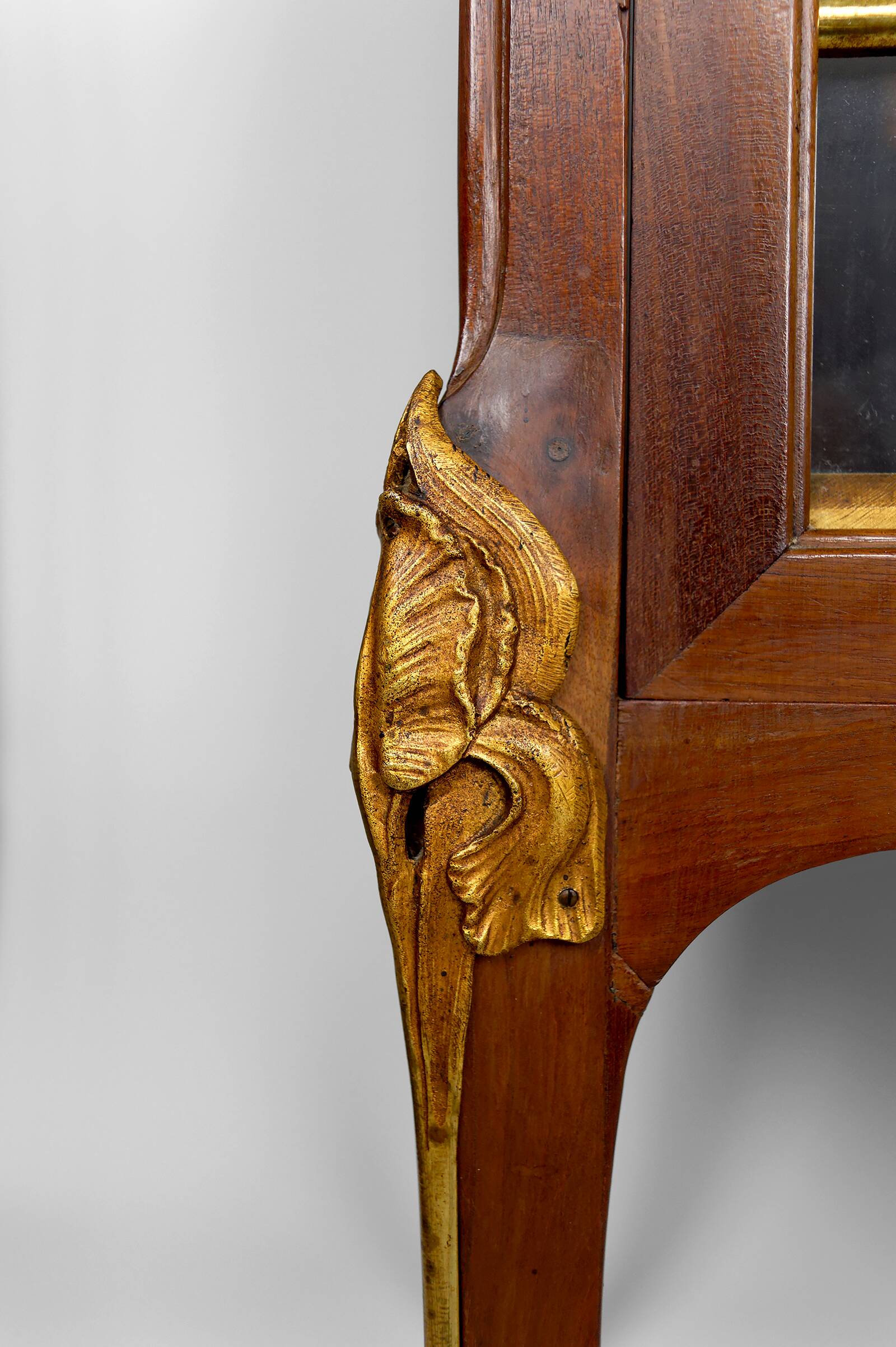 Art Nouveau display case, bronzes and carved wood on a floral theme, circa 1900