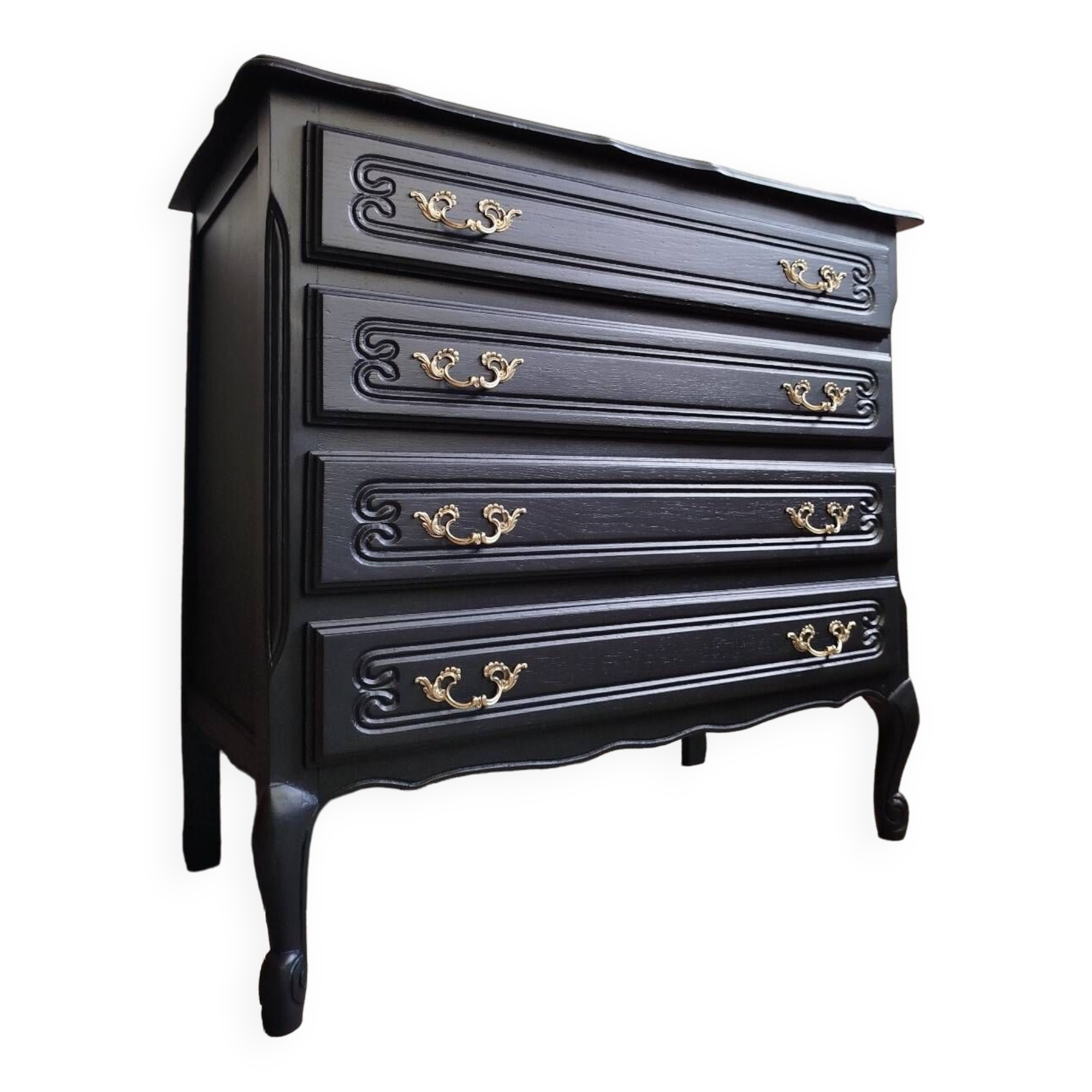 Revamped vintage black chest of drawers