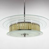 1940s Rare Italian Chrome & Glass  Chandelier, Restored