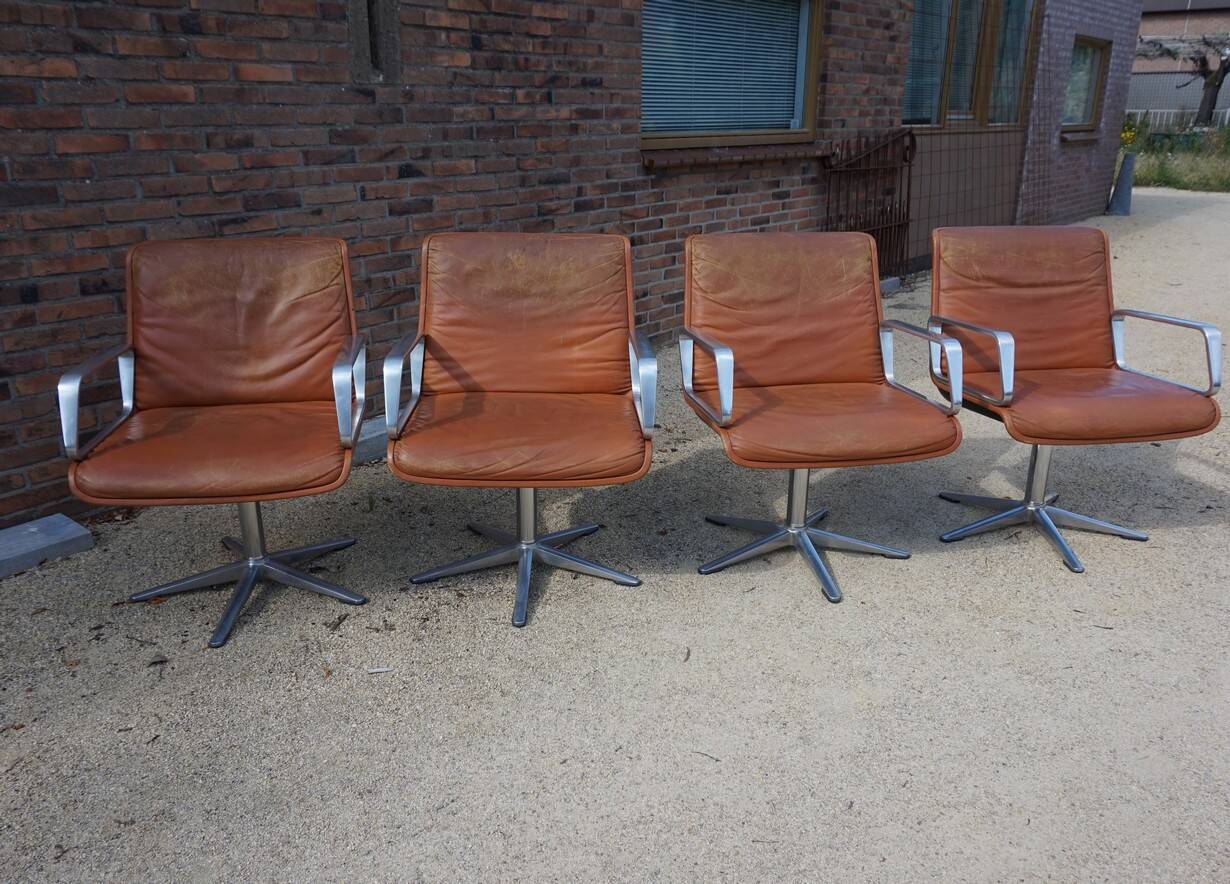 Cognac leather armchair by Delta 2000 for Wilkhahn, Germany, 1960s