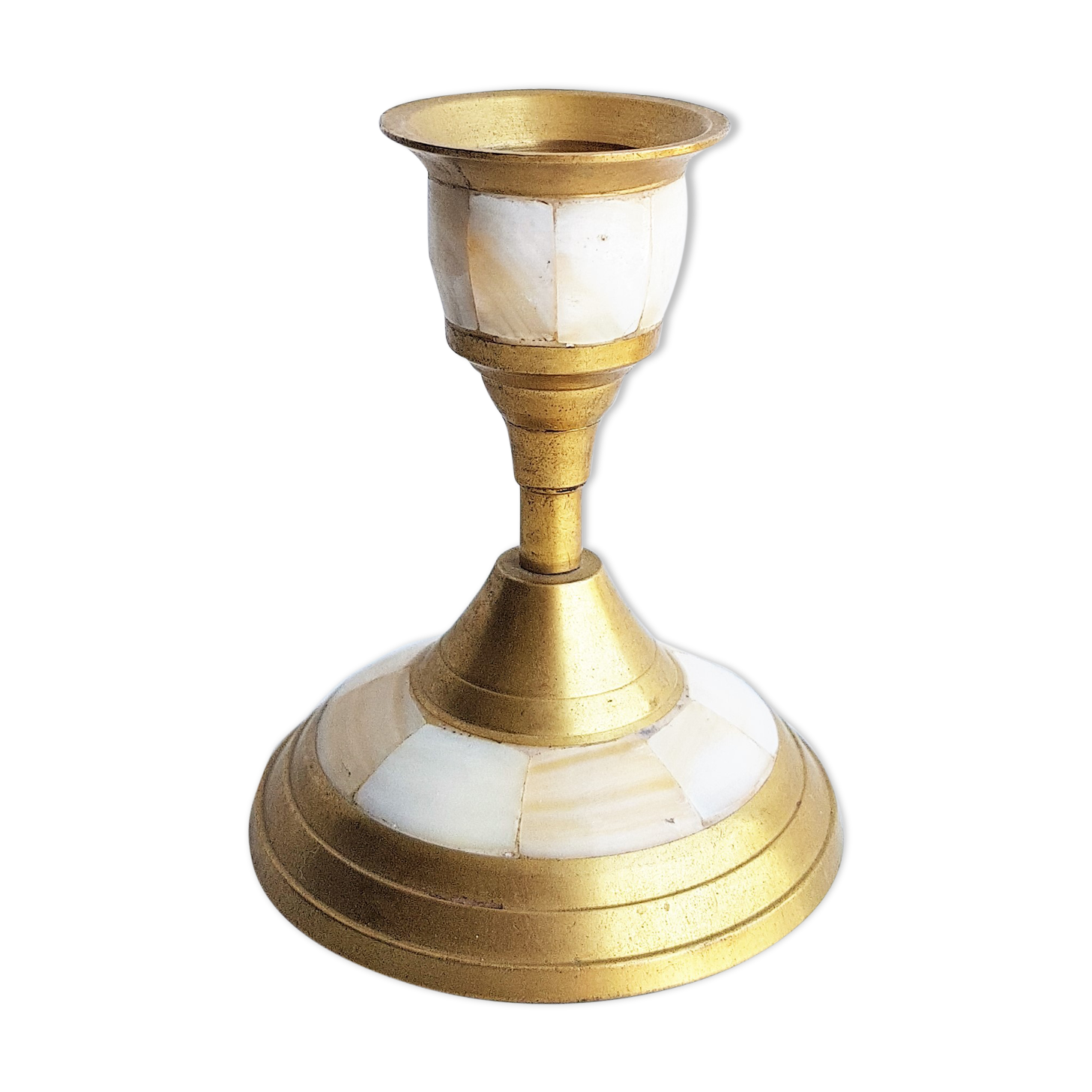 Brass and mother-of-pearl bougeoir