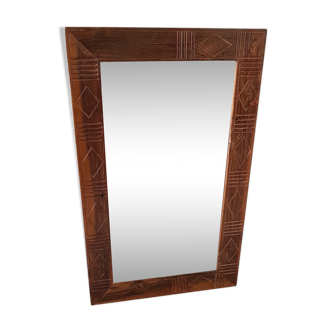 Old mirror with teak frame - 100x64cm