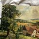 Huile sur carton paysage 20 eme siecle signe Fude Plois 20 eme siecle