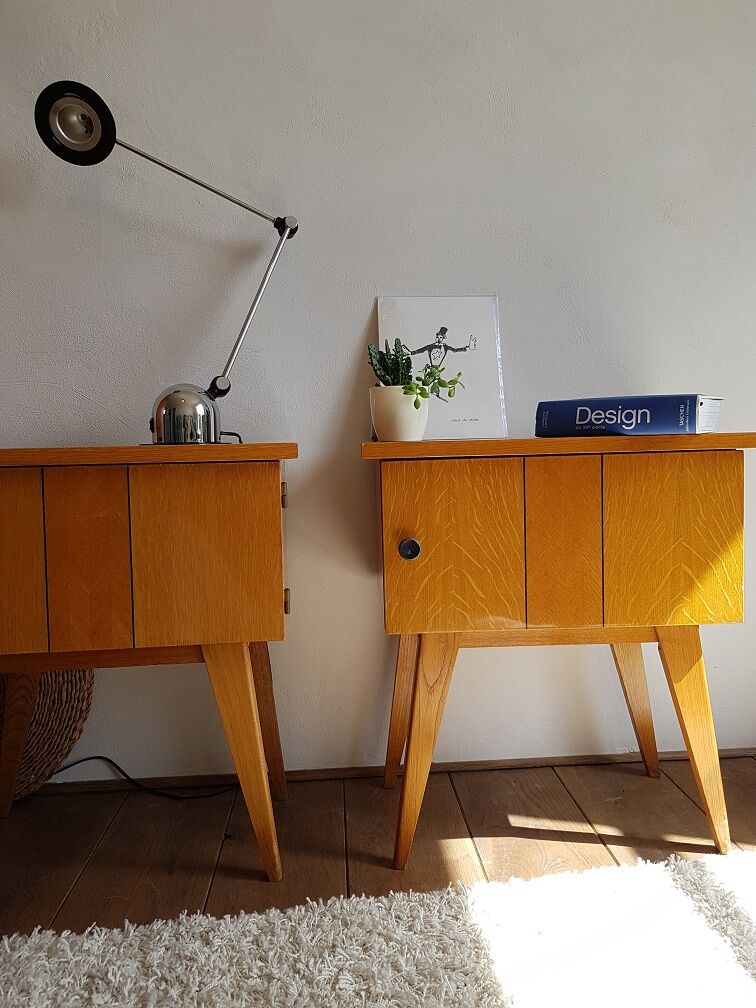Pair of nightstands compass legs  60s