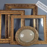 Old frame gilded stucco wood 56x46.5 cm, foliage 50.4x38.4 cm + old glass SB