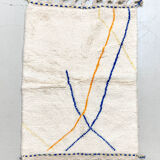 Moroccan Berber beni ouarain ecru rug with colored lines 145x98cm