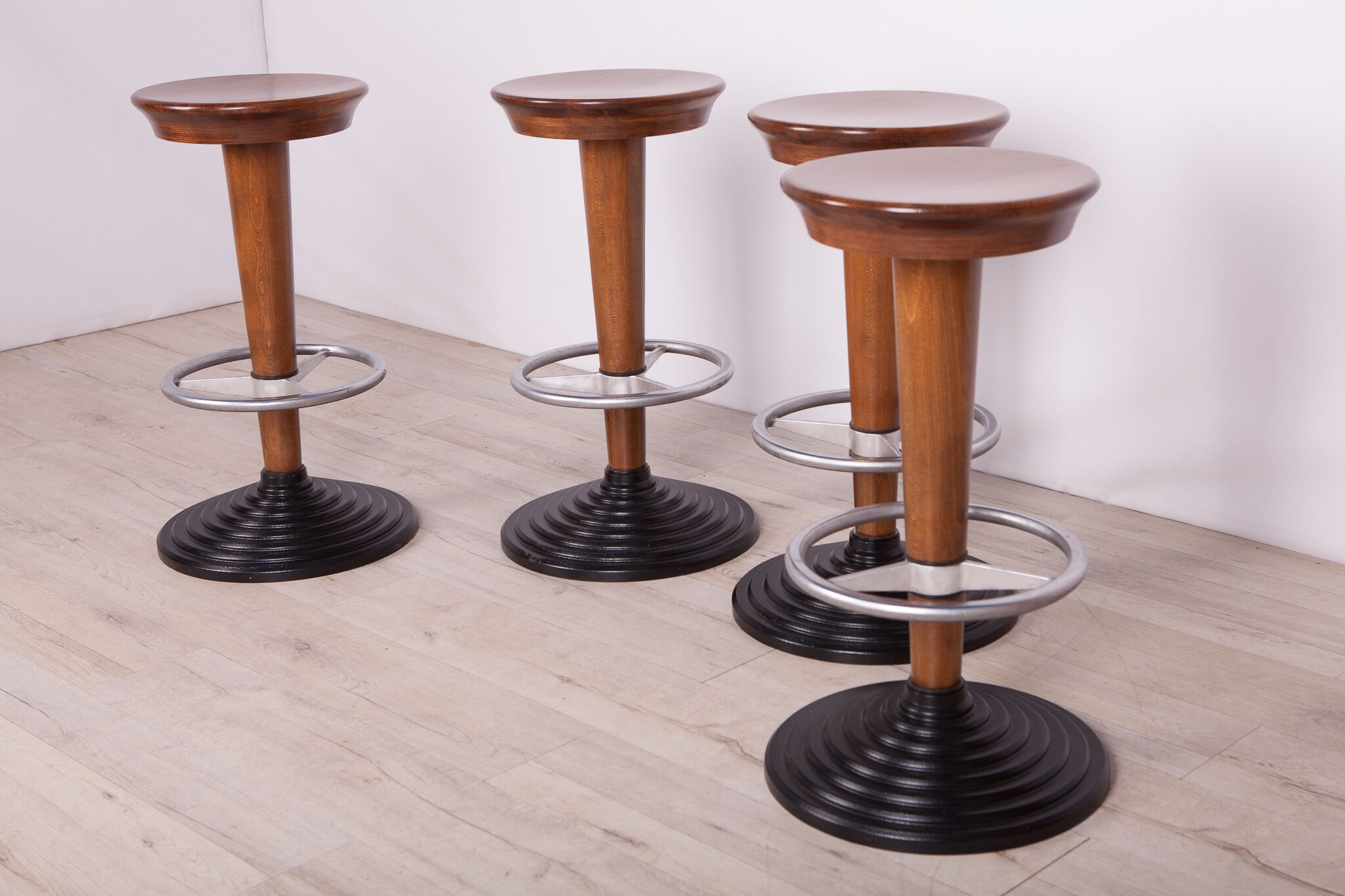 Set of 4 mid-century bar stools, 1950s