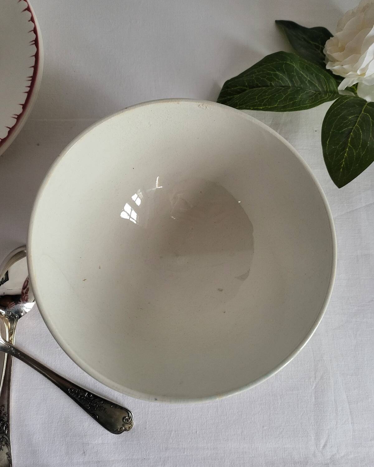 Antique faceted earthenware bowl, Digoin Badonviller