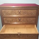 Commode à tiroirs ancienne en noyer italien du XIXe siècle