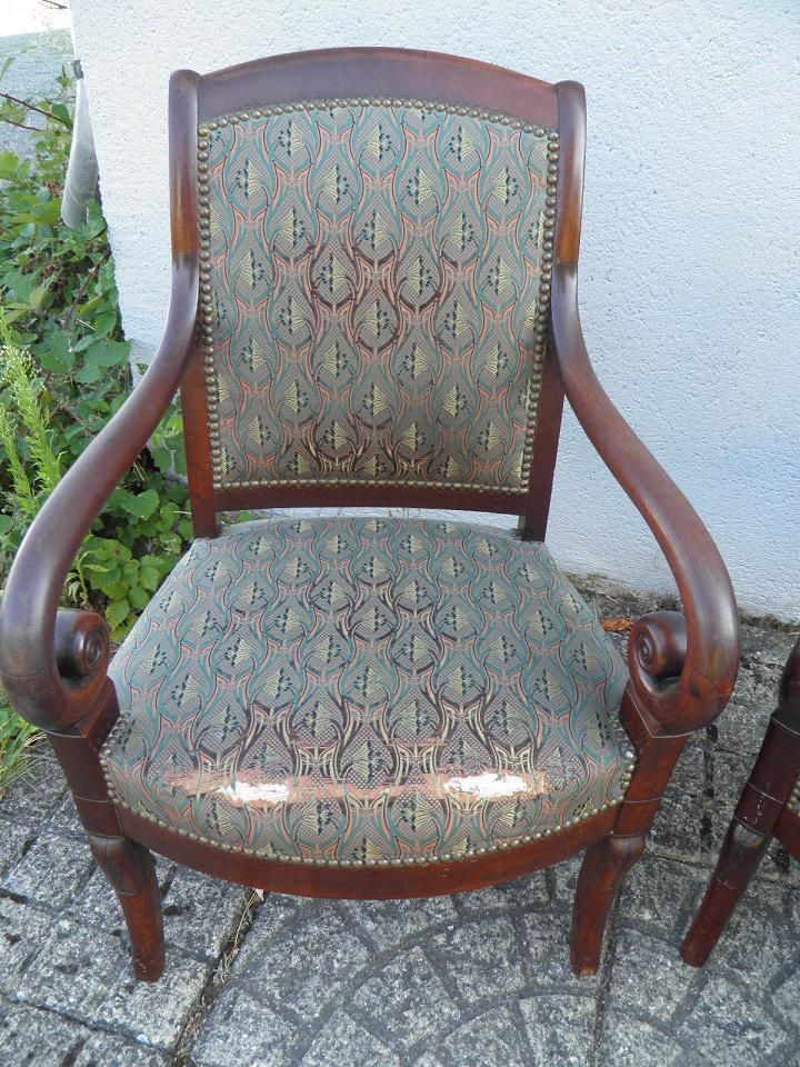 PAIR of old ARMCHAIR style LOUIS PHILIPPE Epoque XIXe Chair mahogany Lacrosse
