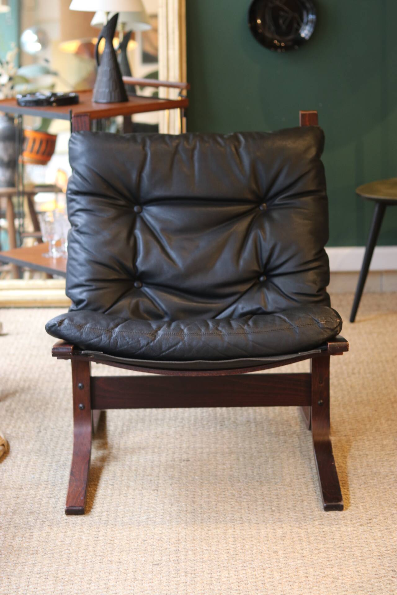 Fauteuil Siesta, Ingmar Relling, cuir noir