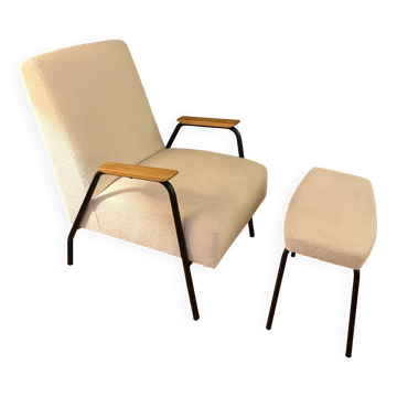 Fauteuil Pierre Guariche avec repose pied
