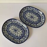 2 oval porcelain dishes or serving bowls