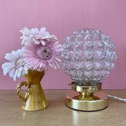 Vintage globe table lamp in molded glass