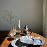 Set of 5 blue English plates D23