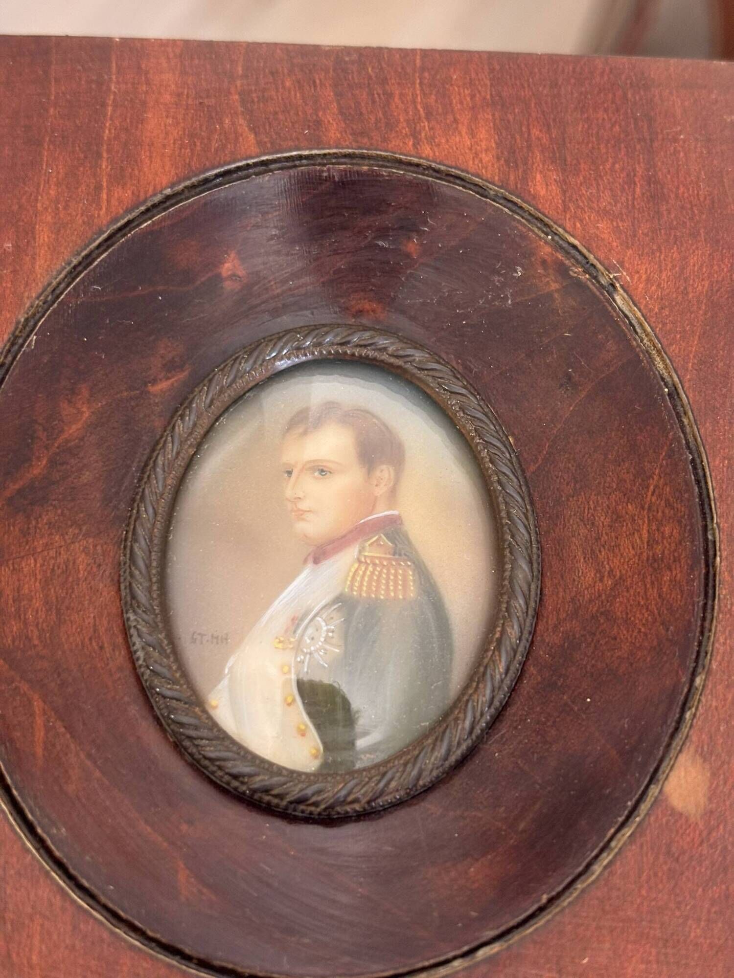 Antique Miniature Napoleon Bonaparte Empire Mahogany Frame Collector's Item