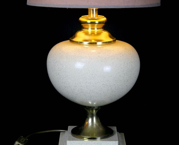 Le Dauphin, Lampe de Table en Céramique et Laiton, France, Mid-Century Signé