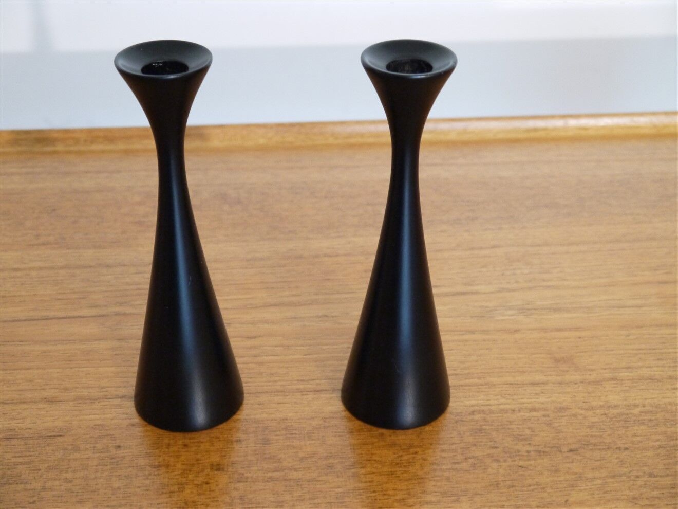 Pair of Scandinavian wooden candle holders 1960