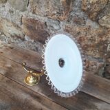 Wall lamp gooseneck bronze and serrated opaline.