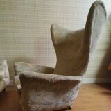 Fauteuil a oreilles "wingback chair" Bergere 1950 organique