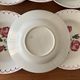 Set of 6 antique deep plates in earthenware • Red rose decoration
