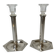 Pair of silver-plated metal candlesticks