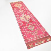 3x10 Pink & Red Tribal Vintage Runner Rug, 80x306Cm