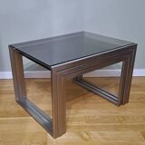 Chrome and smoked glass designer nesting table