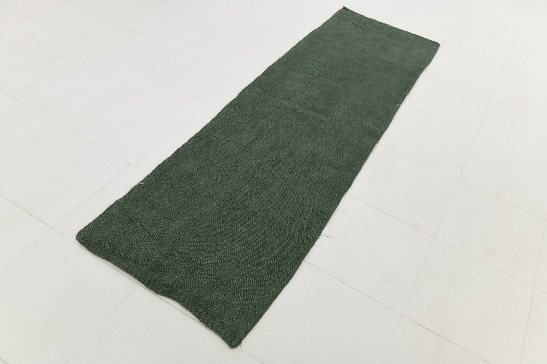 2x8 Turkish Dark Green Vintage Runner Rug, 72x235Cm