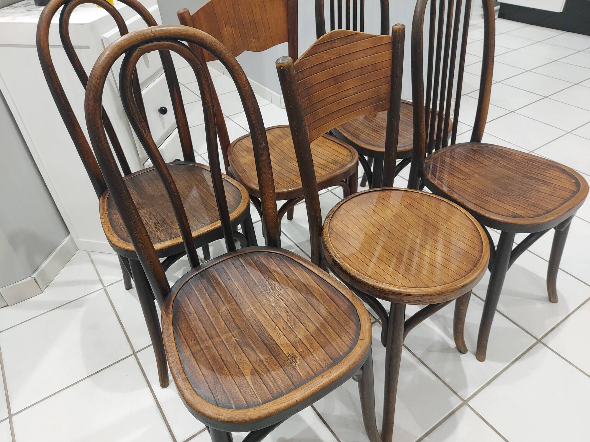 Suite de 6 chaises de Bistrot Baumann et Fischel années 1920