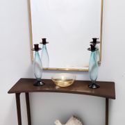 Table console en hêtre ébénisé postmoderne avec une étagère inférieure, Italie