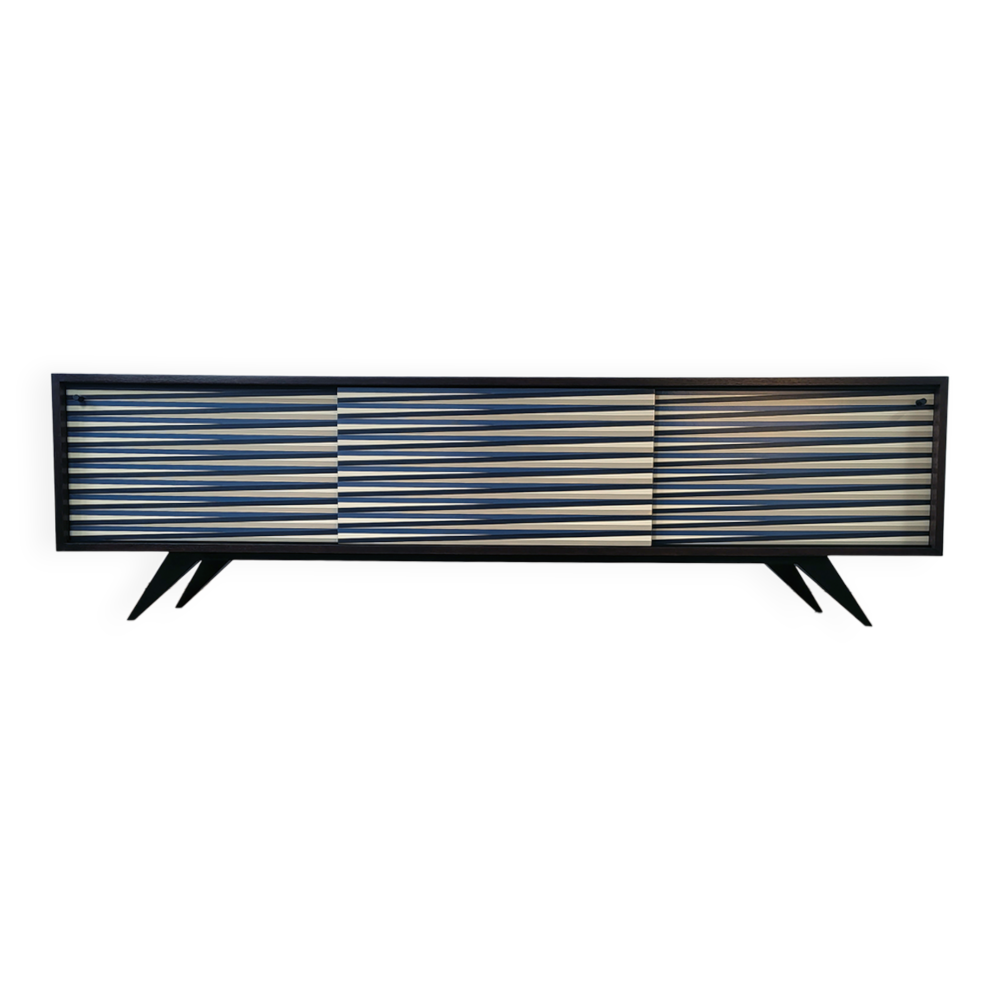 Vintage Scandinavian Modern Sideboard Hand-Painted Pattern, Denmark 1960s