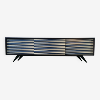 Vintage Scandinavian Modern Sideboard Hand-Painted Pattern, Denmark 1960s