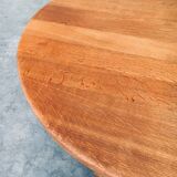 Brutalist Handcrafted Oak Coffee Table, Netherlands, 1950s