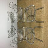 Set of 6 vintage chrome steel chairs attributed to Gastone Rinaldi 1970