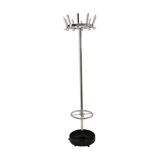 Porte-manteau en chrome vintage avec porte-parapluie en fonte
