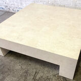 Large square inlay travertin coffee table