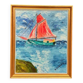 Original Swedish Oil on Panel – “Sailboat on the Water” by U. Ekshard – Signed – Dated 1971 – Vintage & Framed