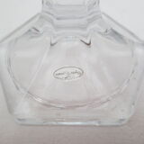 old pair of carved crystal candle holders, hexagonal foot