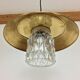 Scandinavian hanging lamp, brass and glass 1950