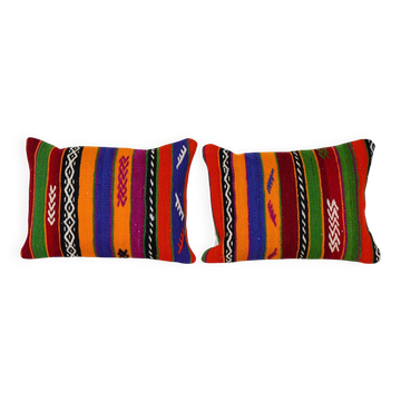 Set of 2 vintage kilim cushion covers 46x61 cm