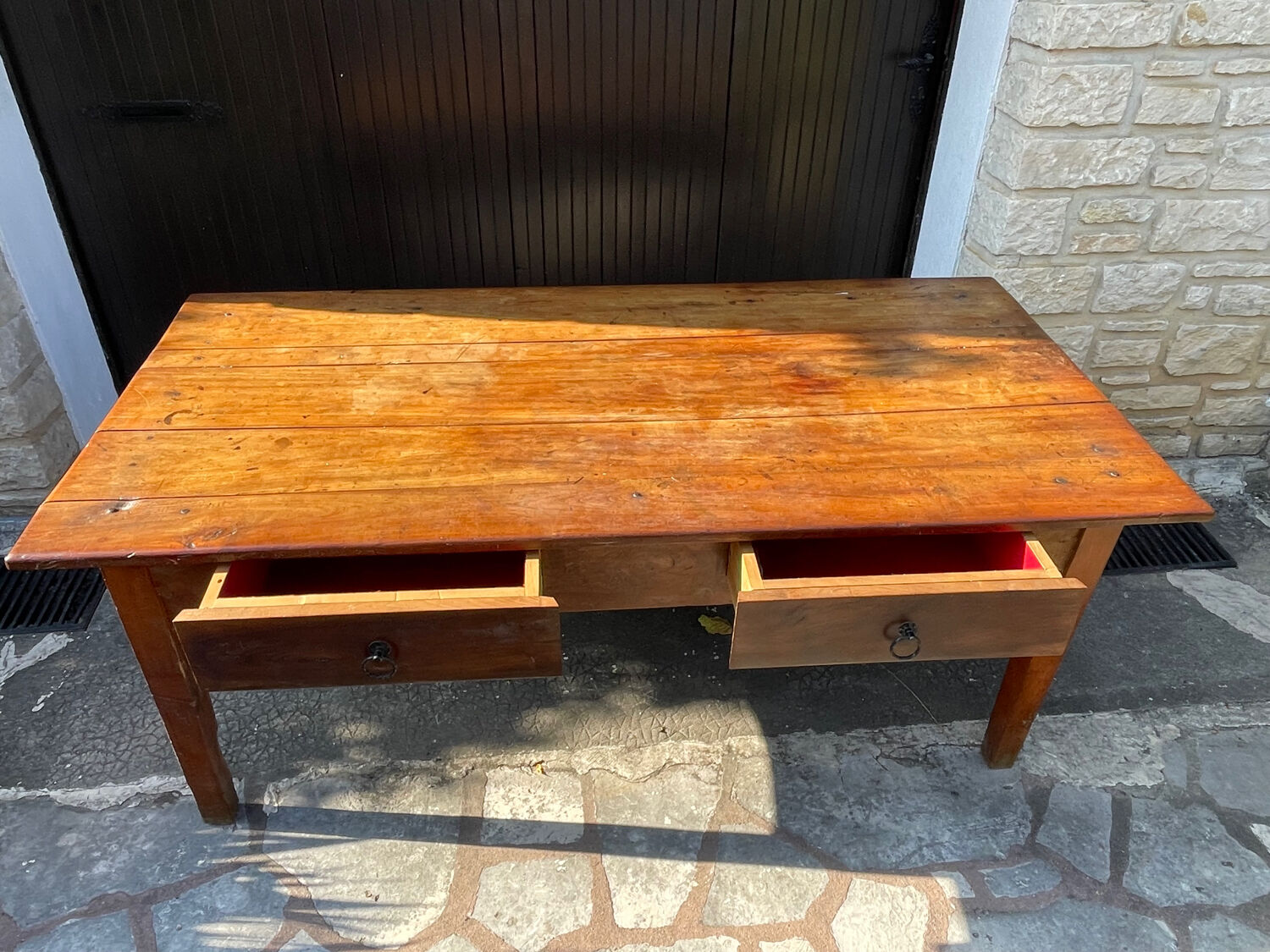 Antique farmhouse table in solid oak, 1900