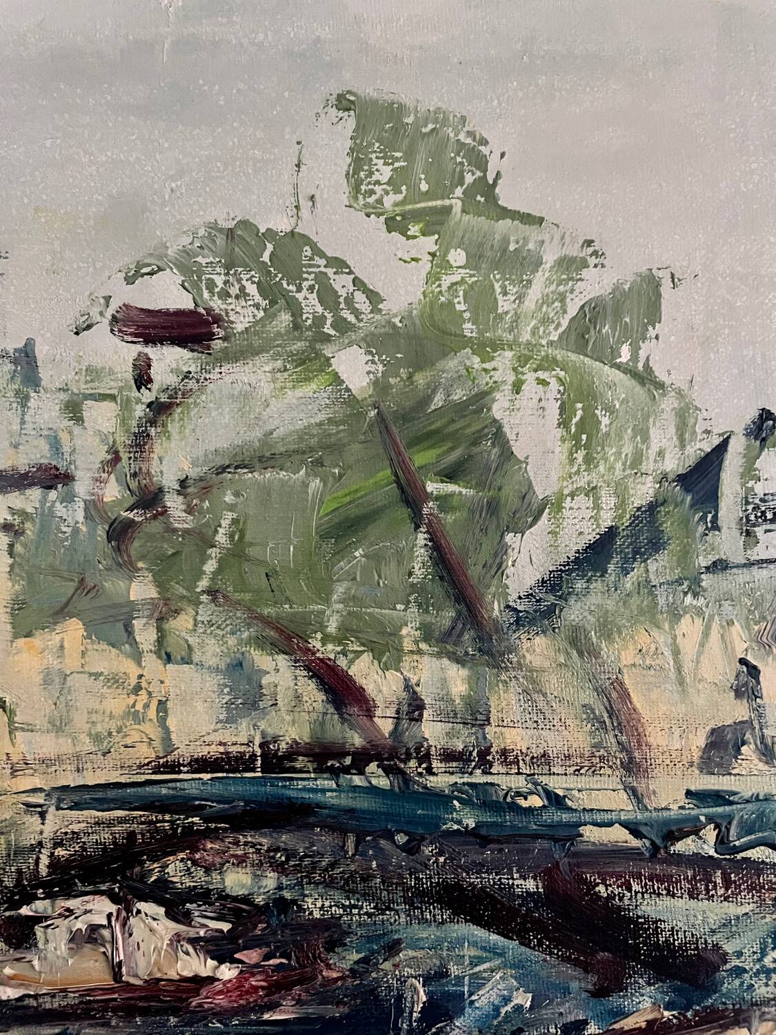 Oil on canvas, the Canal Saint-Martin in Paris