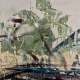 Oil on canvas, the Canal Saint-Martin in Paris